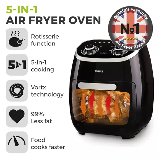 Xpress 2000W 11 Litre 5-in-1 Manual Air Fryer Oven With Rotisserie 4 Xpress 2000W 11 Litre 5-in-1 Manual Air Fryer Oven With Rotisserie - Image 2