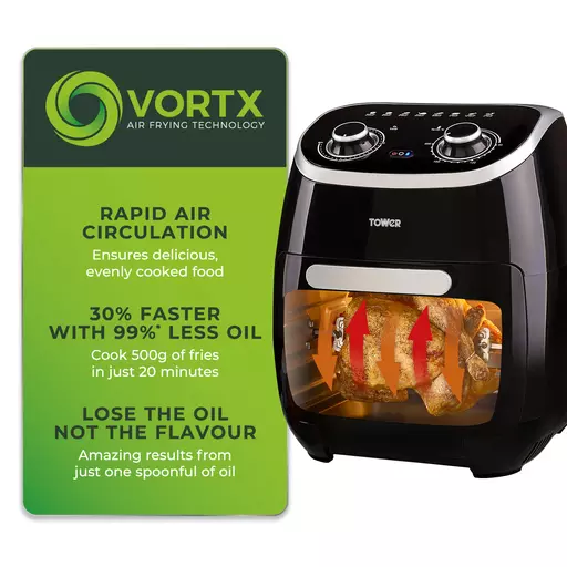 Xpress 2000W 11 Litre 5-in-1 Manual Air Fryer Oven With Rotisserie 5 Xpress 2000W 11 Litre 5-in-1 Manual Air Fryer Oven With Rotisserie - Image 3