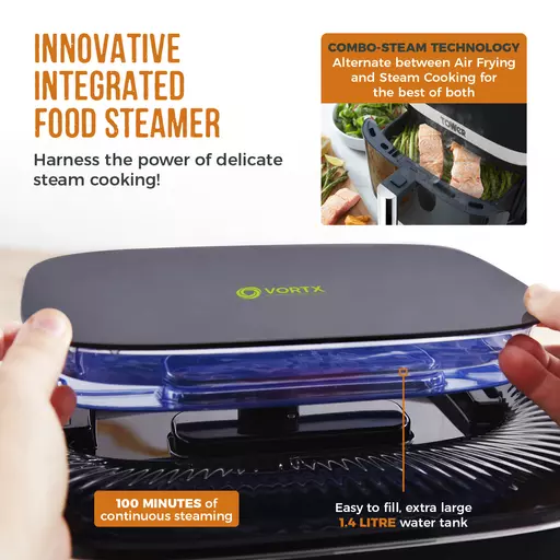 Vortx 1700W 7L Steam Air Fryer Black Digital 6 Vortx 1700W 7L Steam Air Fryer Black Digital - Image 4