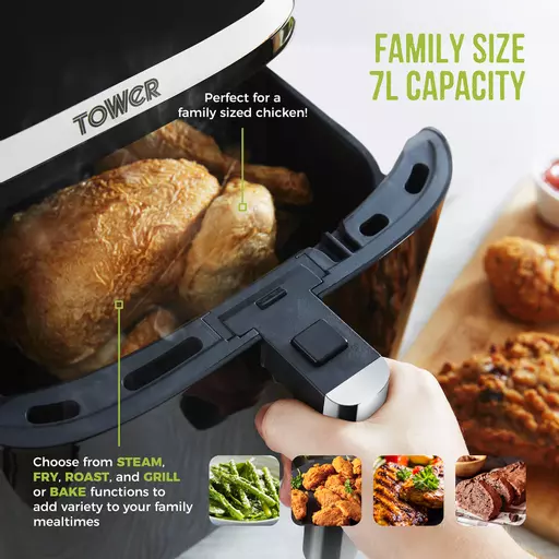 Vortx 1700W 7L Steam Air Fryer Black Digital 8 Vortx 1700W 7L Steam Air Fryer Black Digital - Image 6