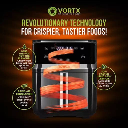Vortx 1700W 7L Steam Air Fryer Black Digital 9 Vortx 1700W 7L Steam Air Fryer Black Digital - Image 7