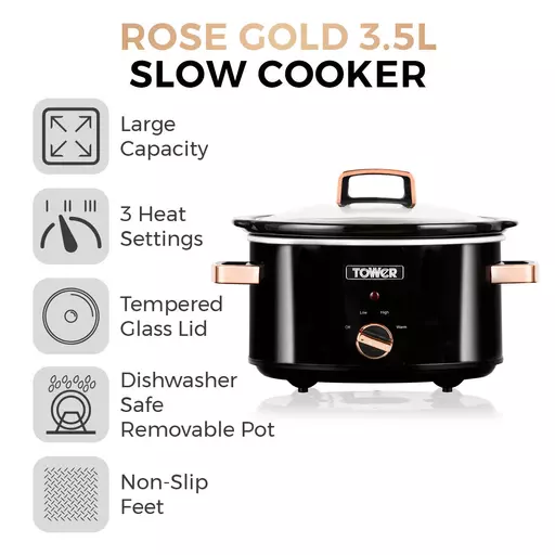 Infinity 3.5 Litre Slow Cooker With Rose Gold Accents 4 Infinity 3.5 Litre Slow Cooker With Rose Gold Accents - Image 2
