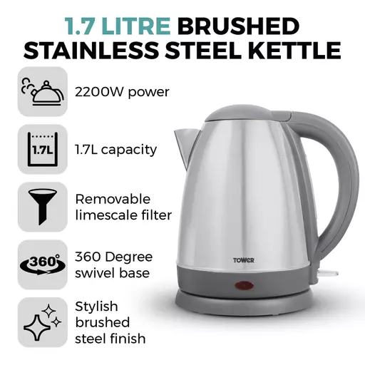 Presto 1.7 Litre Brushed Stainless Steel Kettle 4 Presto 1.7 Litre Brushed Stainless Steel Kettle - Image 2