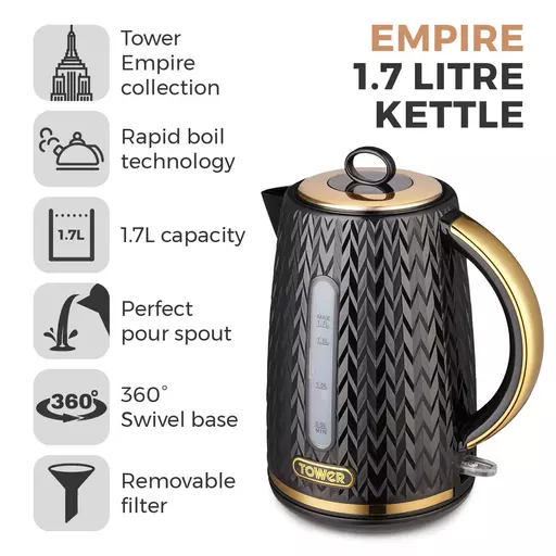 Empire 3KW 1.7L Kettle With Brass Accents 4 Empire 3KW 1.7L Kettle With Brass Accents - Image 2