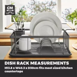 Scandi Dish Rack With Wooden Handles -Kitchen Supplies Store fit 1550