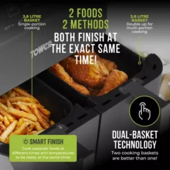 Vortx Dual Basket Air Fryer With 6 Pre-Set Functions 7.6 Litre 14 Vortx Dual Basket Air Fryer With 6 Pre-Set Functions 7.6 Litre -Kitchen Supplies Store fit 160