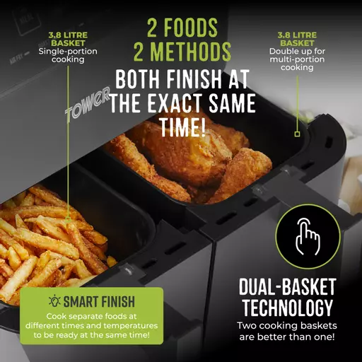 Vortx Dual Basket Air Fryer With 6 Pre-Set Functions 7.6 Litre 5 Vortx Dual Basket Air Fryer With 6 Pre-Set Functions 7.6 Litre - Image 3