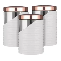 Linear Rose Gold Set Of 3 Canister -Kitchen Supplies Store fit 1618