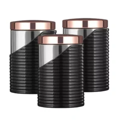 Linear Rose Gold Set Of 3 Canister -Kitchen Supplies Store fit 1619