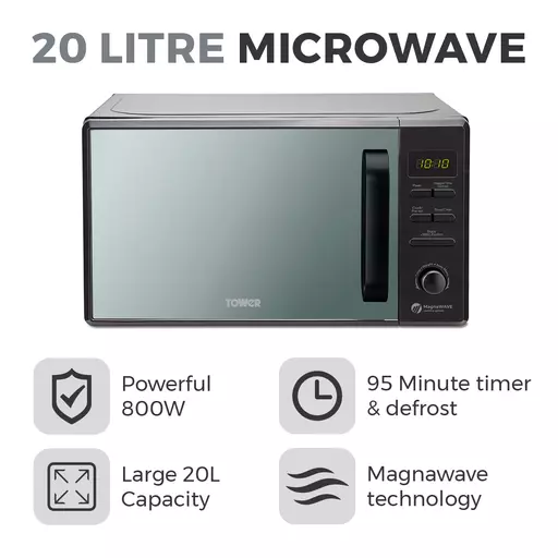 Tower 20 Litre 800W Digital Microwave With Mirror Door 4 Tower 20 Litre 800W Digital Microwave With Mirror Door - Image 2
