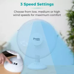Presto 12 Inch Desk Fan White -Kitchen Supplies Store fit 1858