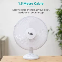 Presto 12 Inch Desk Fan White -Kitchen Supplies Store fit 1861