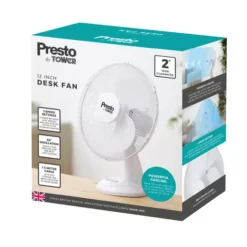 Presto 12 Inch Desk Fan White -Kitchen Supplies Store fit 1863