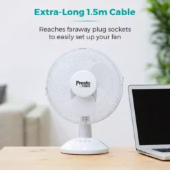 Presto 9 Inch Desk Fan White -Kitchen Supplies Store fit 1888