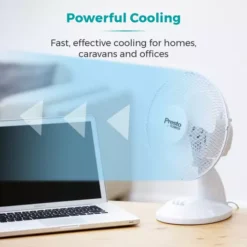 Presto 9 Inch Desk Fan White -Kitchen Supplies Store fit 1892