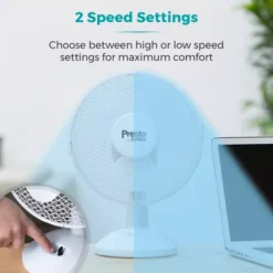 Presto 9 Inch Desk Fan White -Kitchen Supplies Store fit 1893