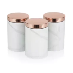Marble Rose Gold Set Of 3 Canisters