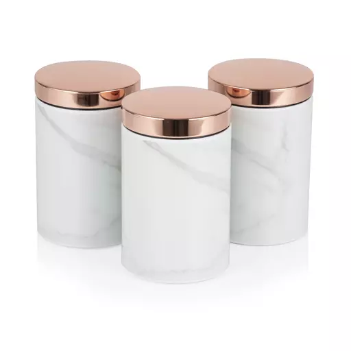 Marble Rose Gold Set Of 3 Canisters 3 Marble Rose Gold Set Of 3 Canisters