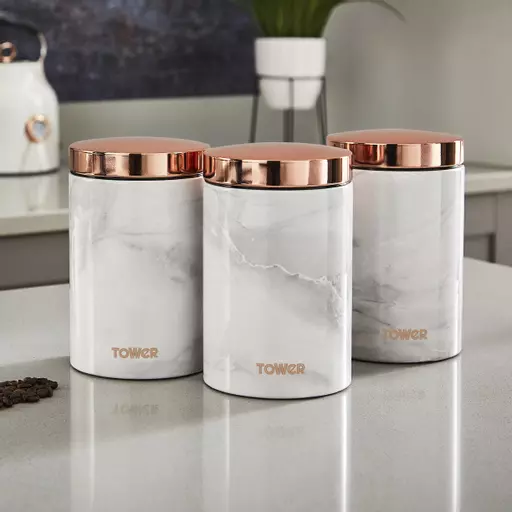 Marble Rose Gold Set Of 3 Canisters 4 Marble Rose Gold Set Of 3 Canisters - Image 2