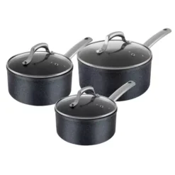 TruStone 3 Piece Saucepans Violet Black