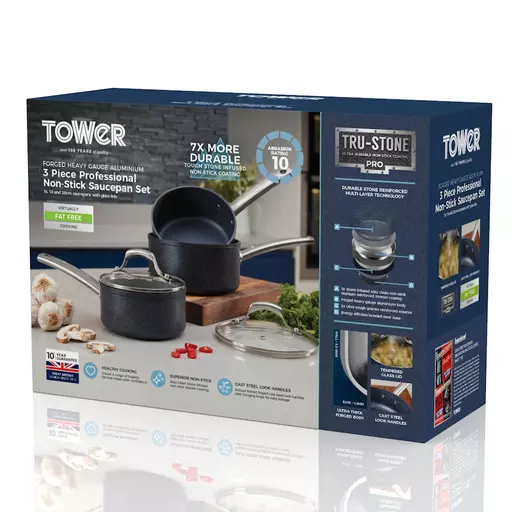 TruStone 3 Piece Saucepans Violet Black 10 TruStone 3 Piece Saucepans Violet Black - Image 8
