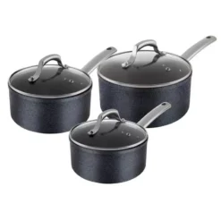 TruStone 3 Piece Saucepans Violet Black 21 TruStone 3 Piece Saucepans Violet Black -Kitchen Supplies Store fit 2097