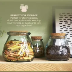1.5 Litre Recycled Glass Jar With Cork Lid -Kitchen Supplies Store fit 2146