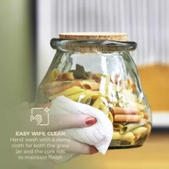 1.5 Litre Recycled Glass Jar With Cork Lid -Kitchen Supplies Store fit 2149