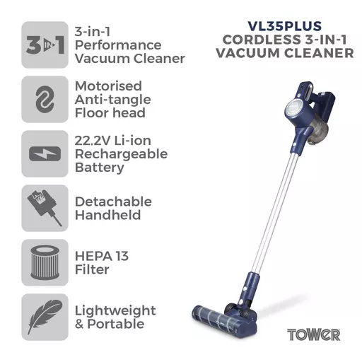 VL35 Plus Anti Tangle Vacuum Cleaner 3-IN-1 DC 150W Blue 4 VL35 Plus Anti Tangle Vacuum Cleaner 3-IN-1 DC 150W Blue - Image 2