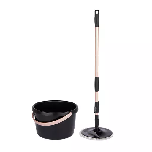 Tower Spin Mop With Angled Head Black And Blush Gold 3 Tower Spin Mop With Angled Head Black And Blush Gold