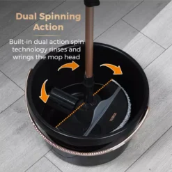 Tower Spin Mop With Angled Head Black And Blush Gold 13 Tower Spin Mop With Angled Head Black And Blush Gold -Kitchen Supplies Store fit 2533