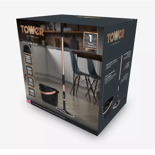 Tower Spin Mop With Angled Head Black And Blush Gold 10 Tower Spin Mop With Angled Head Black And Blush Gold - Image 8