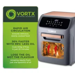 Vortx 12 Litre Rose Gold Air Fryer Oven -Kitchen Supplies Store fit 363