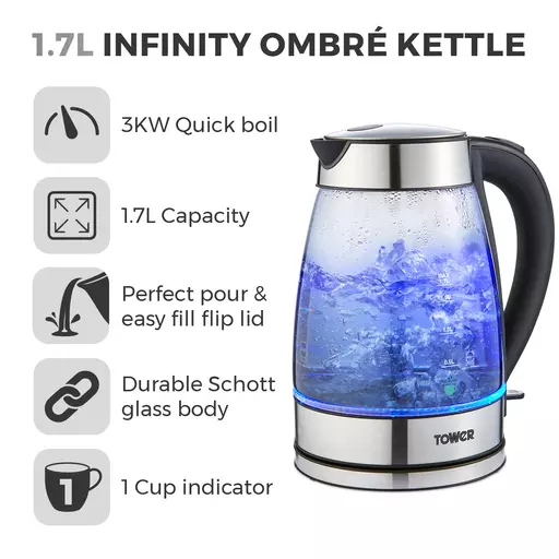 Infinity Ombre 1.7 Litre Glass Schott Kettle 4 Infinity Ombre 1.7 Litre Glass Schott Kettle - Image 2