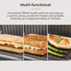 750W Panini Grill Cerastone Stainless Steel -Kitchen Supplies Store fit 45