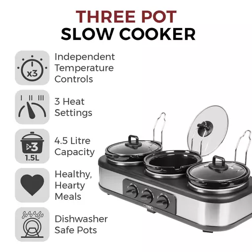 3 X 1.5 Litre Pot Slow Cooker 4 3 X 1.5 Litre Pot Slow Cooker - Image 2