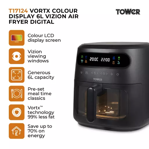 Vortx Vizion 6 Litre Air Fryer With Colour Digital Display 4 Vortx Vizion 6 Litre Air Fryer With Colour Digital Display - Image 2