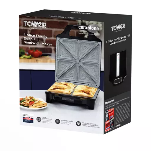 Cerastone 4 Slice Deep Fill Sandwich Maker 5 Cerastone 4 Slice Deep Fill Sandwich Maker - Image 3