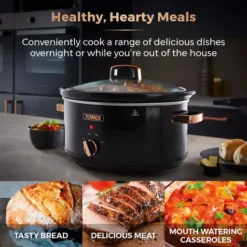 Rose Gold 6.5 Litre Slow Cooker Black And Rose Gold -Kitchen Supplies Store fit 622