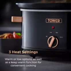 Rose Gold 6.5 Litre Slow Cooker Black And Rose Gold -Kitchen Supplies Store fit 623