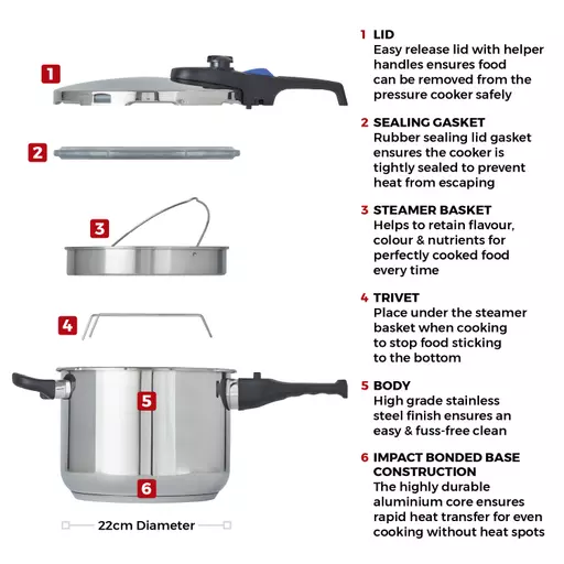 6L/22cm Pressure Cooker 10 6L/22cm Pressure Cooker - Image 8