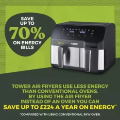 Vortx Eco Duo Basket Digital Air Fryer 5.2L + 3.3L 16 Vortx Eco Duo Basket Digital Air Fryer 5.2L + 3.3L -Kitchen Supplies Store fit 995